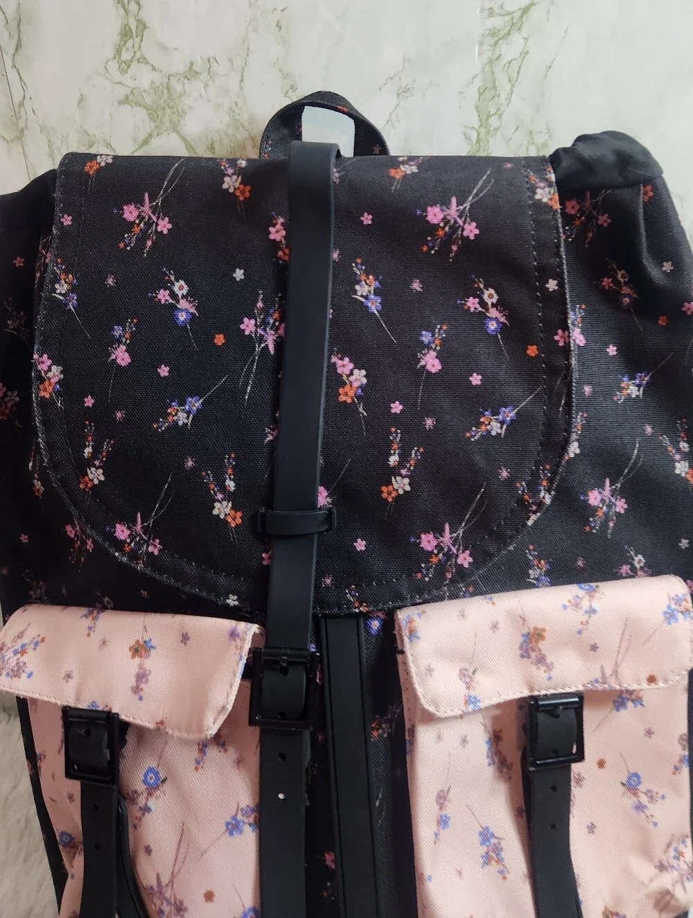 Black and Floral Backpack